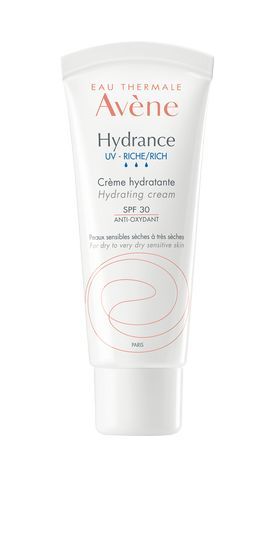 Avene Hydrance  RICHE UV bogata vlažilna krema je obogatena z oljem žafranike, termalno vodo, zaščitni faktor 30