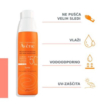 avene prsilo za zelo visoko zascito pred soncem f50 200 ml spredaj