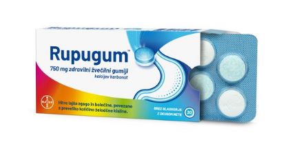 Rupugum 750 mg, 20 žvečljivih gumijev, pakiranje