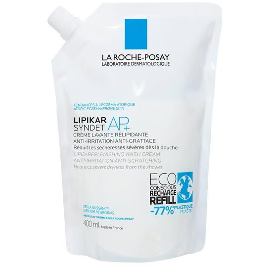 La Roche-Posay LIPIKAR SYNDET AP+ Kremni gel za umivanje telesa za suho kožo ECO REFILL PAKIRANJE, 400 ml